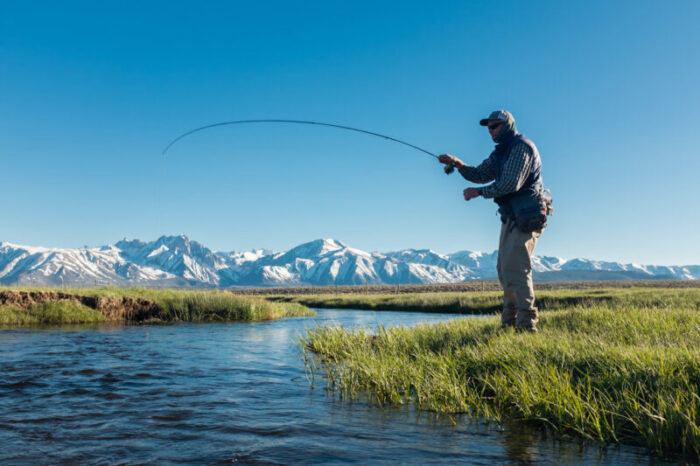 Fly Fishermen Along The Spring Mountain Stream